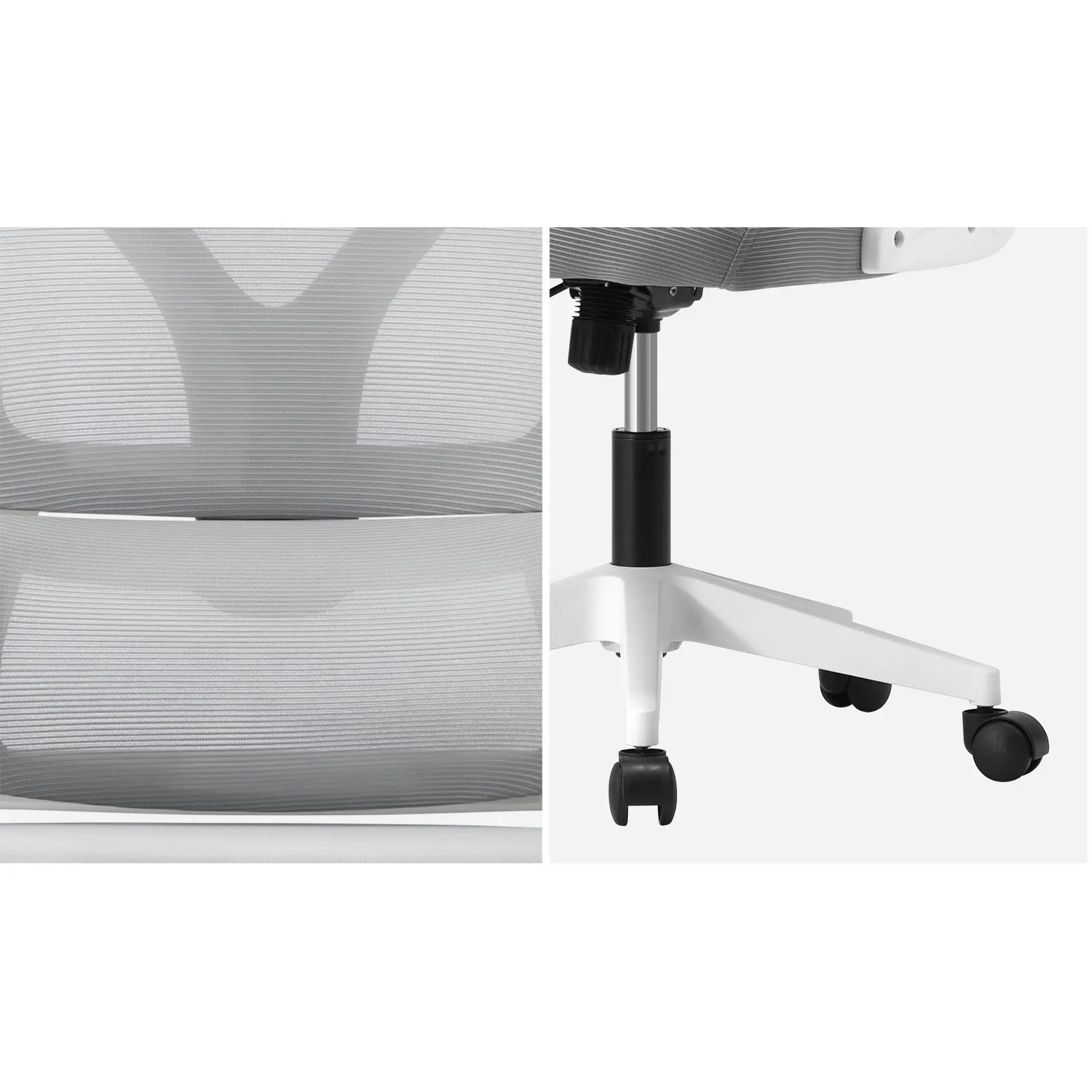 Oikiture Mesh Office Chair Adjustable Lumbar Support Reclining D-Shape White