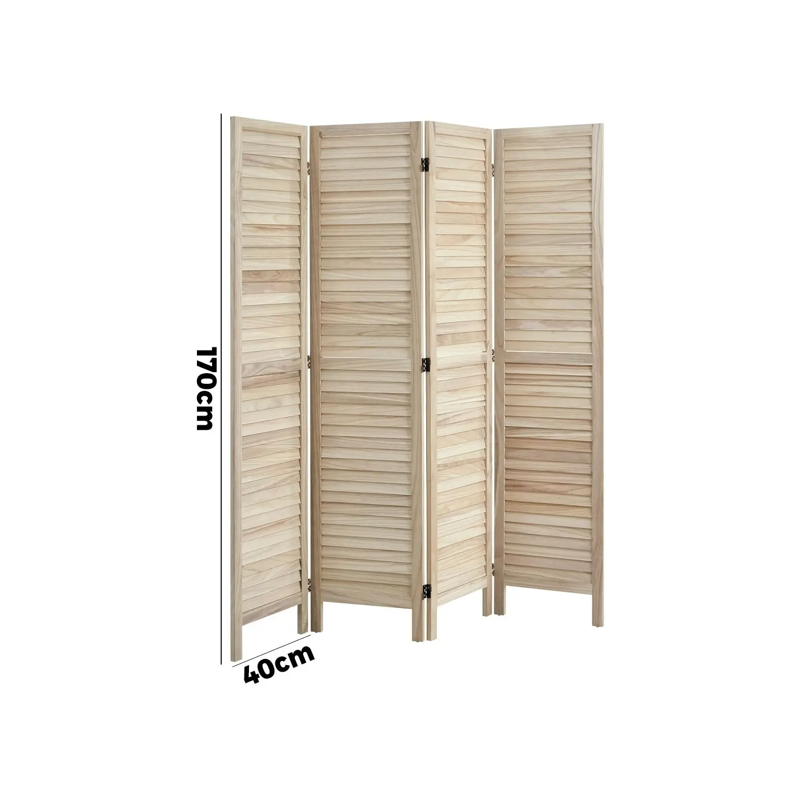 Oikiture 4 Panel Room Divider Privacy Screen Partition Timber Wooden Natural