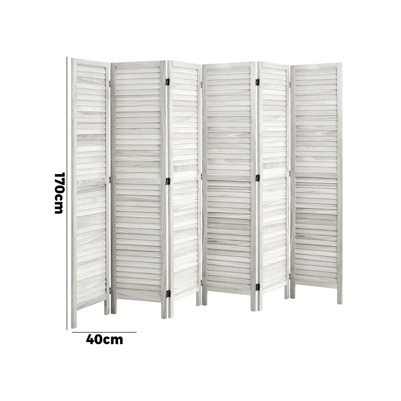 Oikiture 6 Panel Room Divider Privacy Screen Partition Timber Wooden Fold White