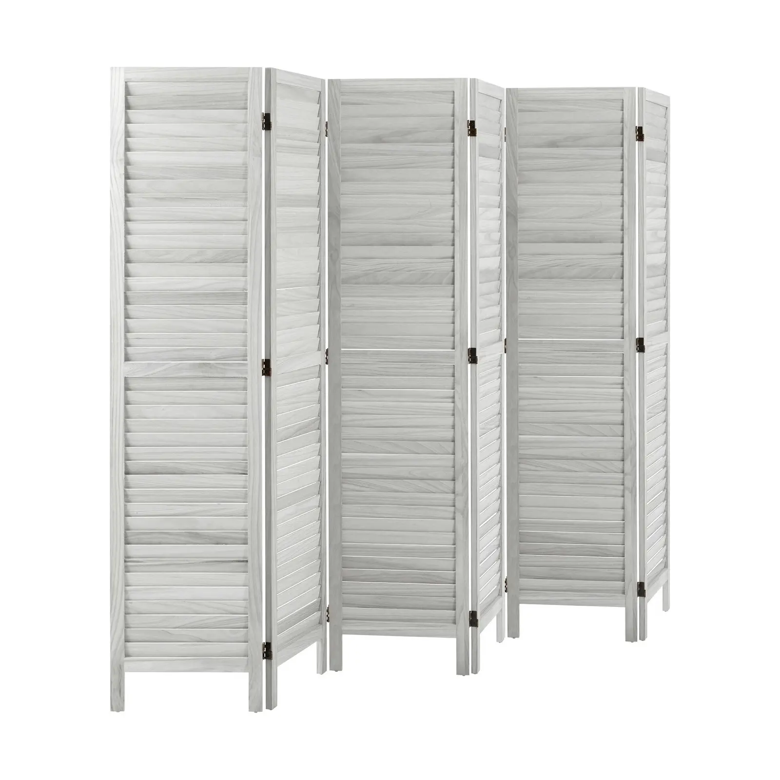 Oikiture 6 Panel Room Divider Privacy Screen Partition Timber Wooden Fold White