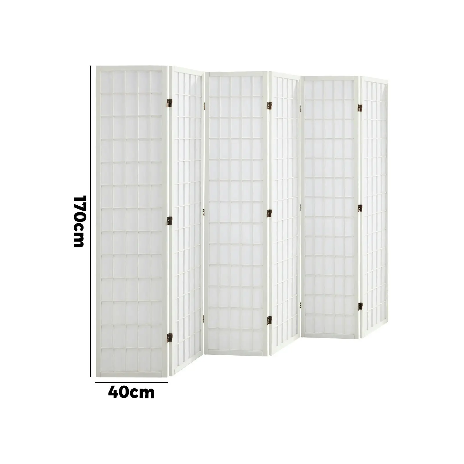 Oikiture 6 Panel Room Divider Privacy Screen Partition Timber Farbic White