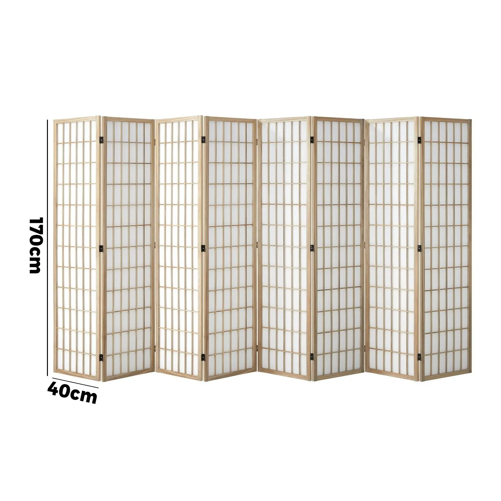 Oikiture 8 Panel Room Divider Privacy Screen Partition Timber Farbic Natural