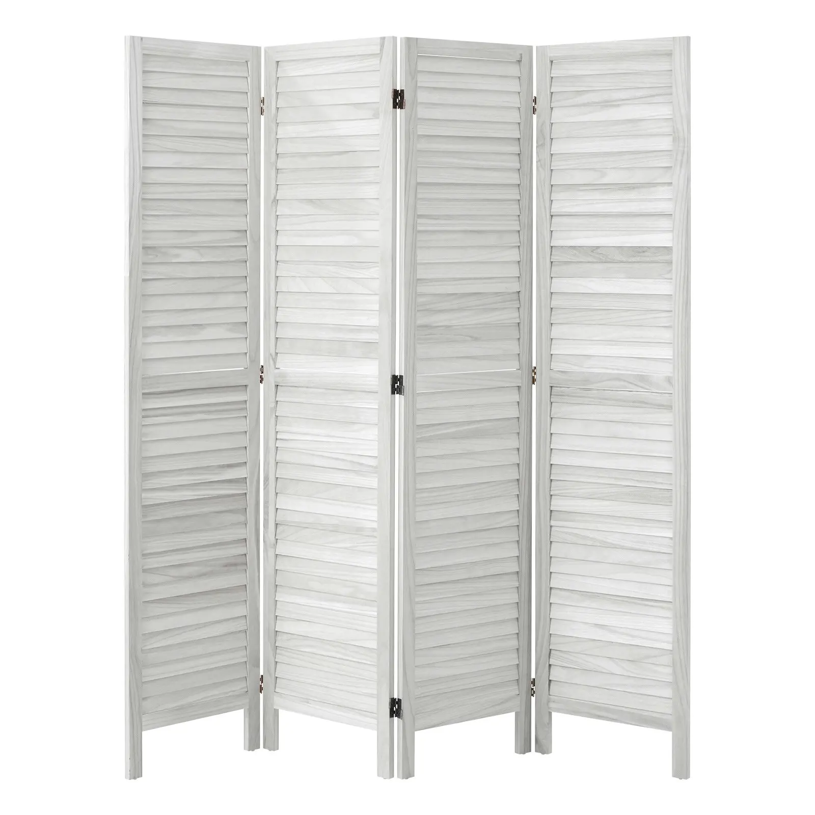 Oikiture 4 Panel Room Divider Privacy Screen Partition Timber Wooden Fold White