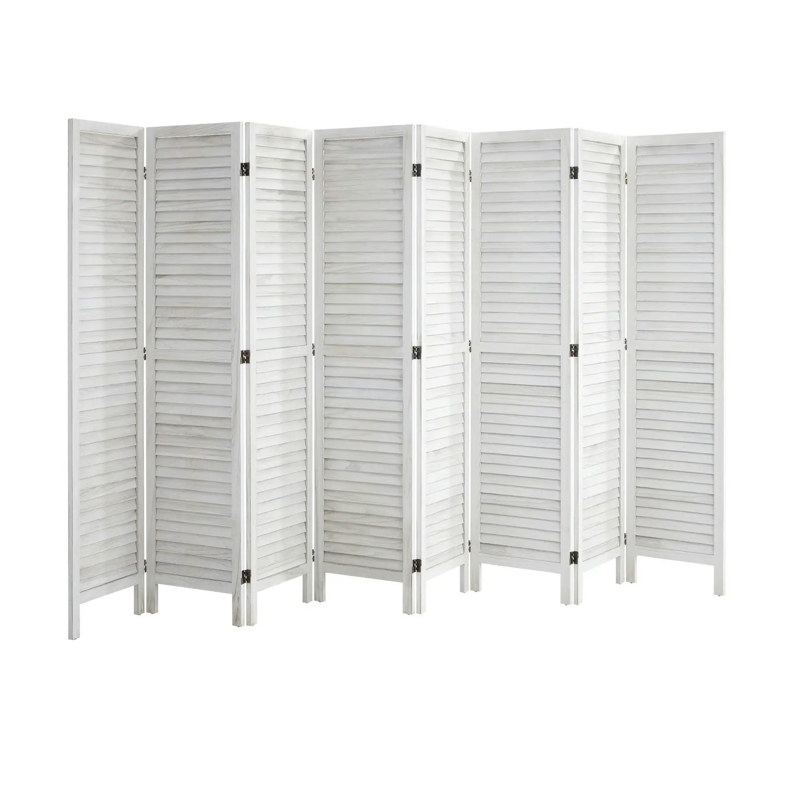 Oikiture 8 Panel Room Divider Privacy Screen Partition Timber Wooden Fold White