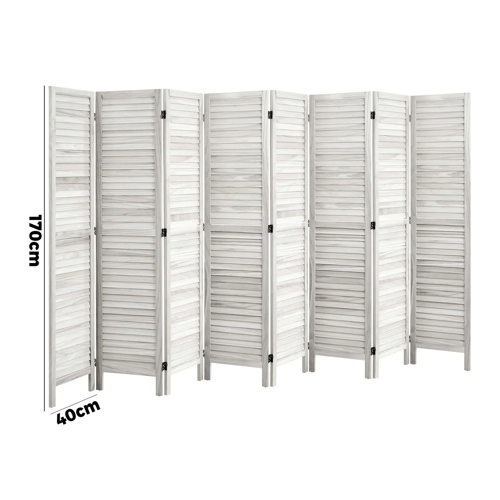 Oikiture 8 Panel Room Divider Privacy Screen Partition Timber Wooden Fold White