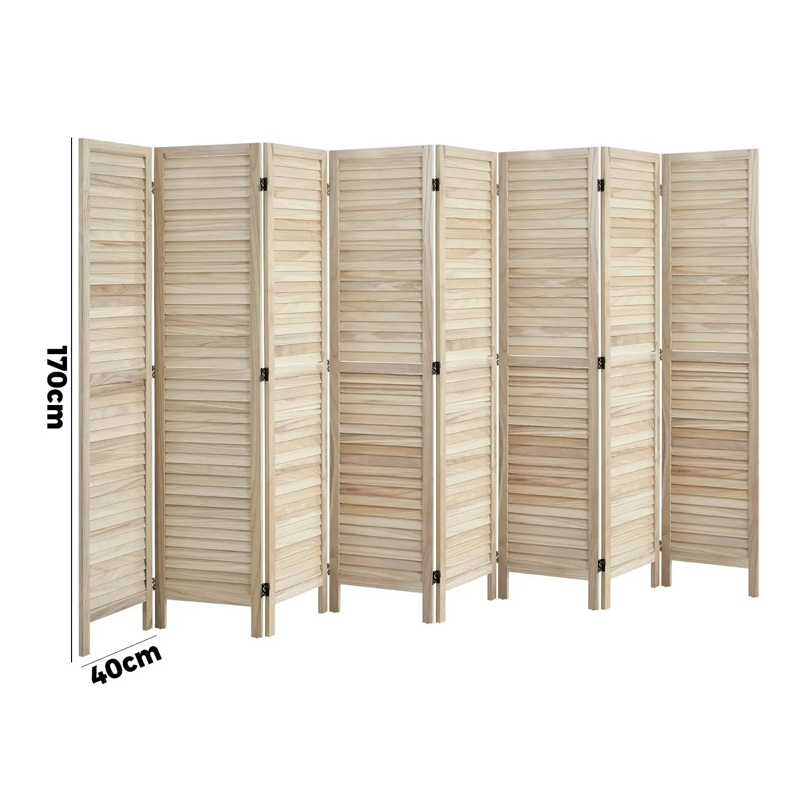 Oikiture 8 Panel Room Divider Privacy Screen Partition Timber Wooden Natural