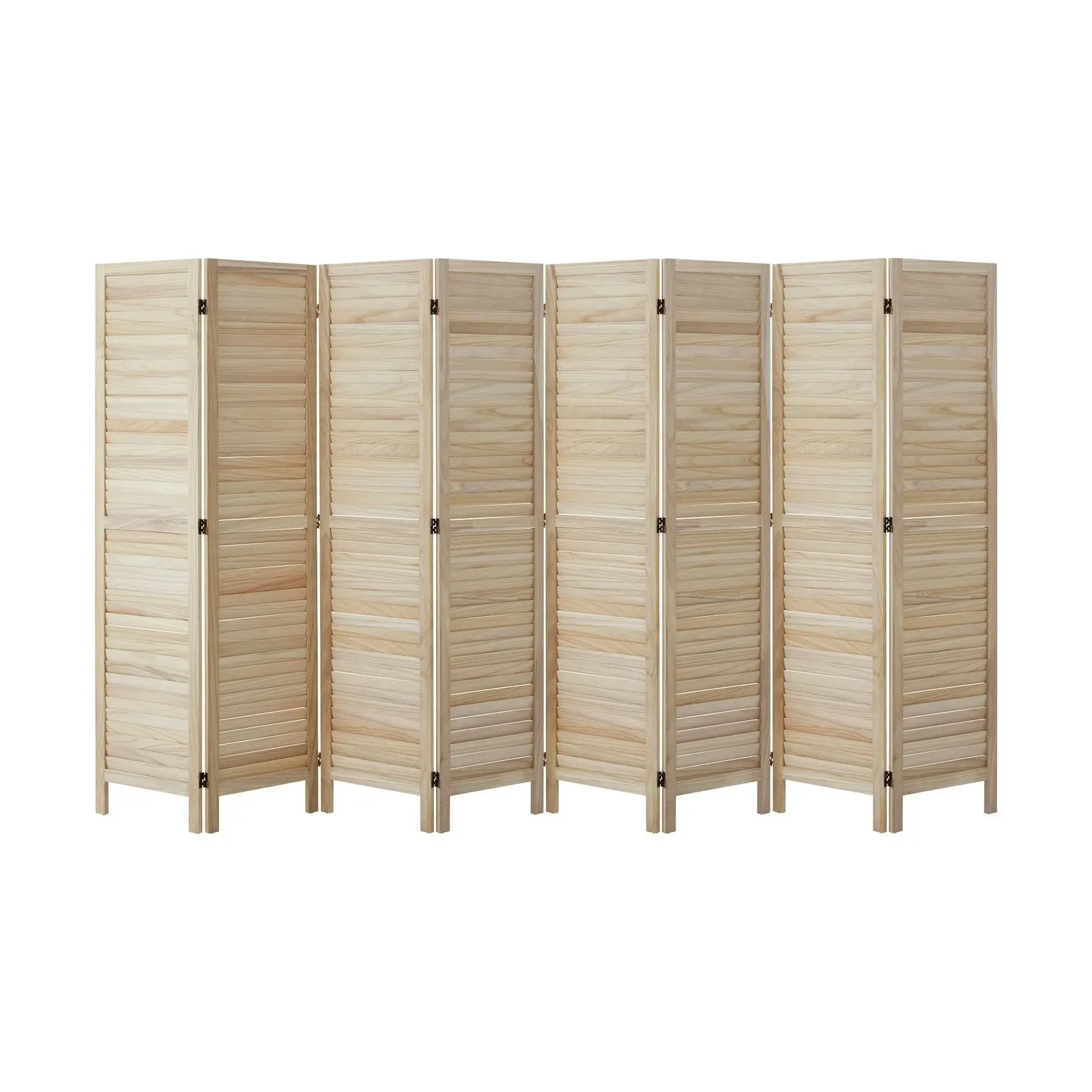 Oikiture 8 Panel Room Divider Privacy Screen Partition Timber Wooden Natural