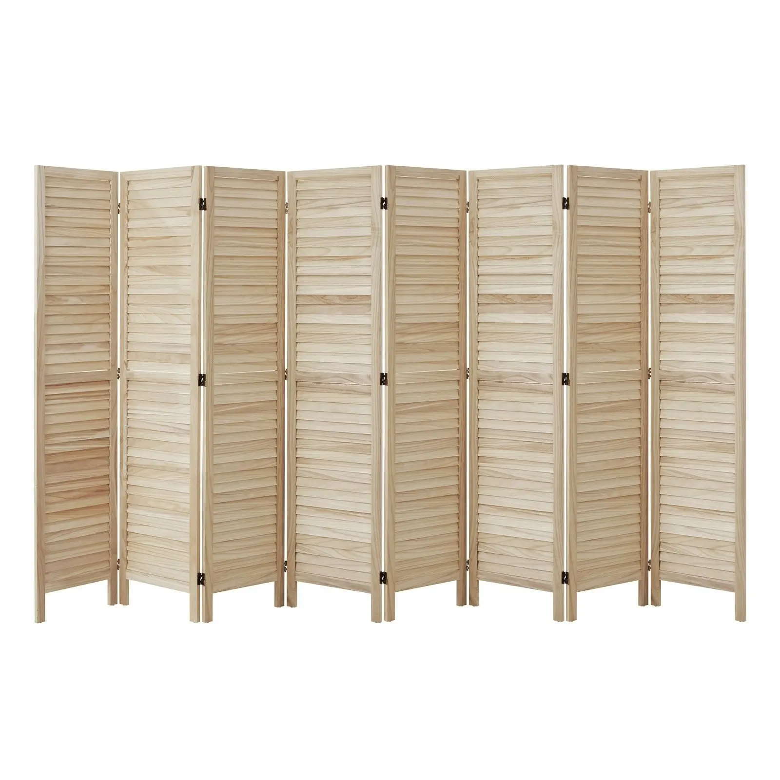 Oikiture 8 Panel Room Divider Privacy Screen Partition Timber Wooden Natural