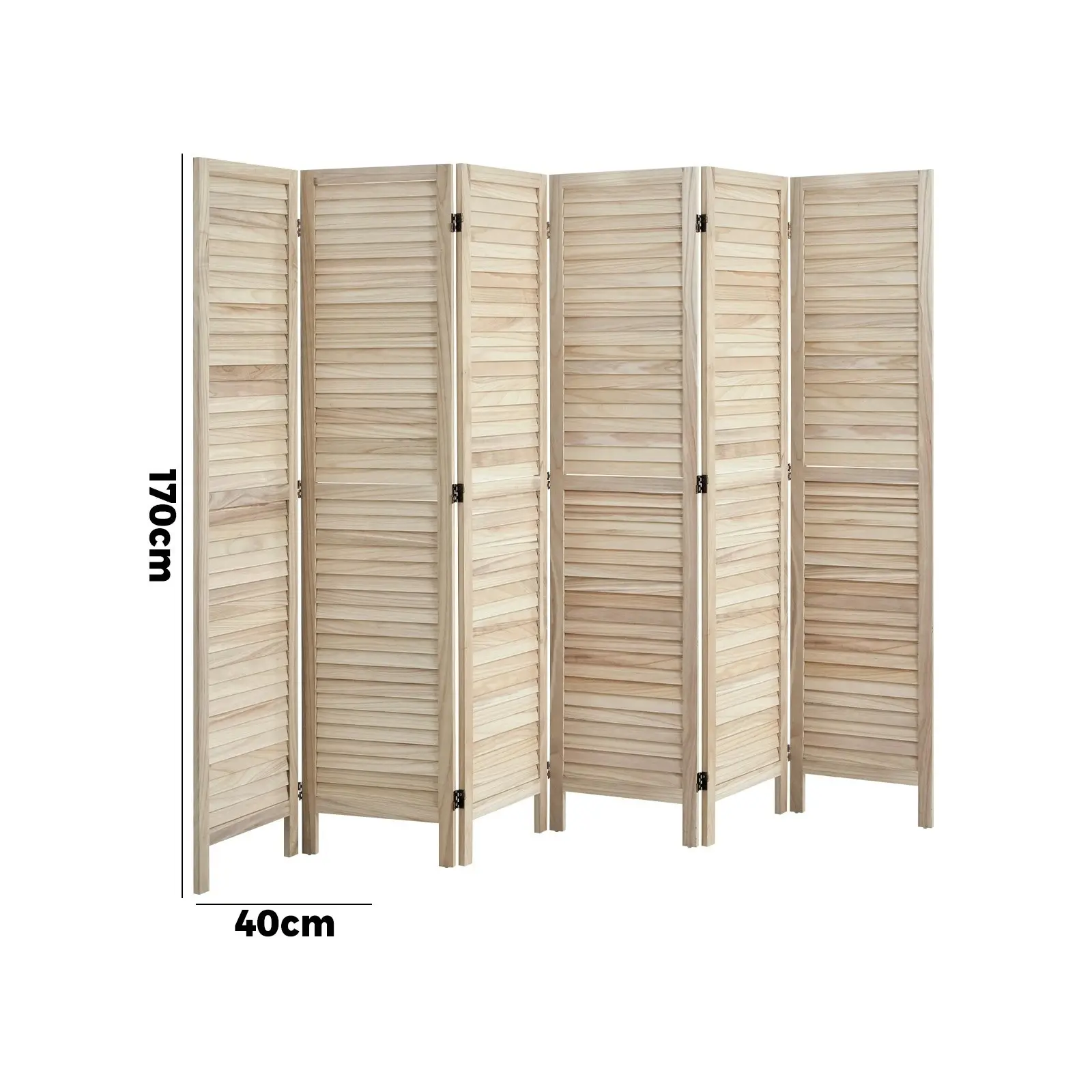 Oikiture 6 Panel Room Divider Privacy Screen Partition Timber Wooden Natural