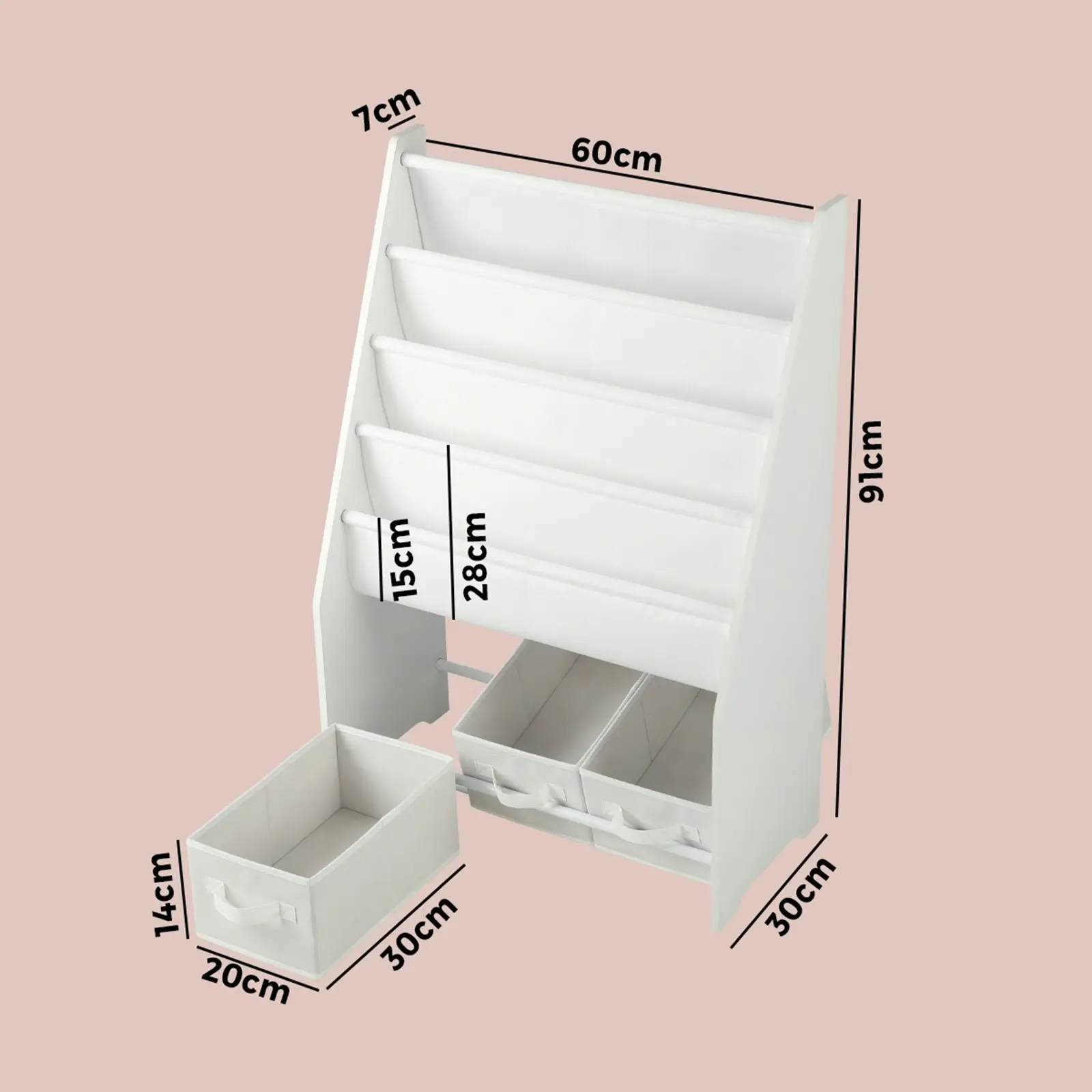 Oikiture Kids Bookshelf Toy Storage Box Organiser Display Shelf DIY Storage Rack