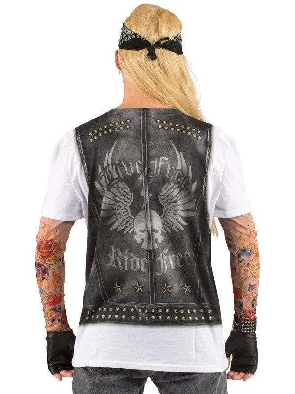 Faux Real Biker Tattoo Long Sleeve Top