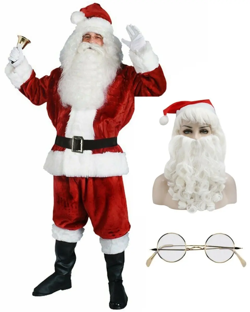 Christmas Santa Verlour Suit Mens Costume