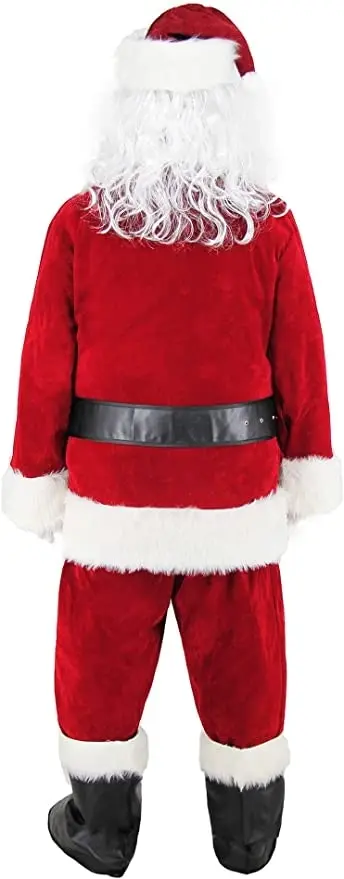 Complete 9pcs Christmas Santa Suit Deluxe Costume