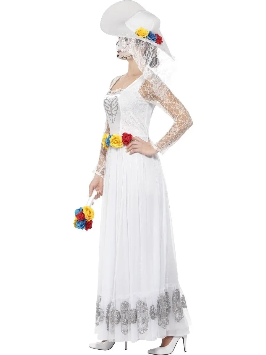 White Day of Dead Skeleton Bride Womens Costume