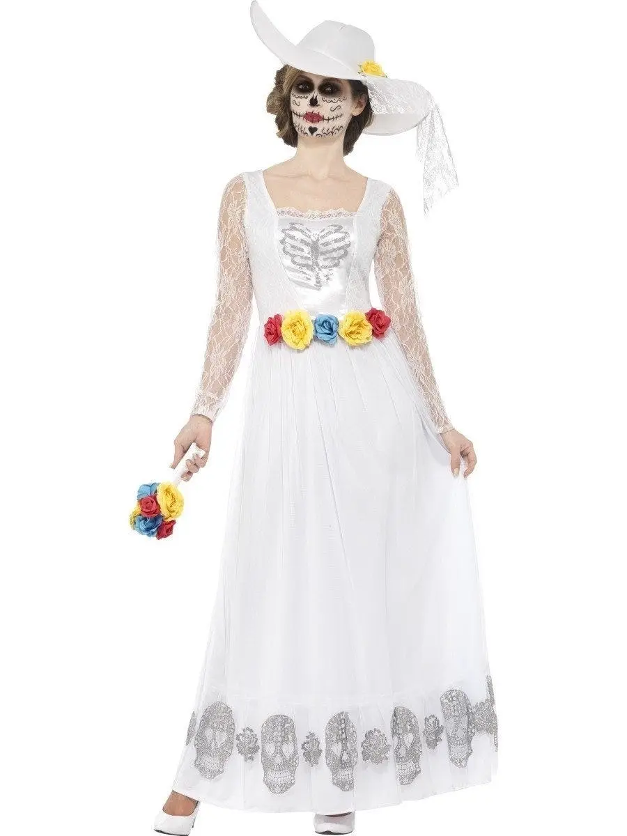 White Day of Dead Skeleton Bride Womens Costume