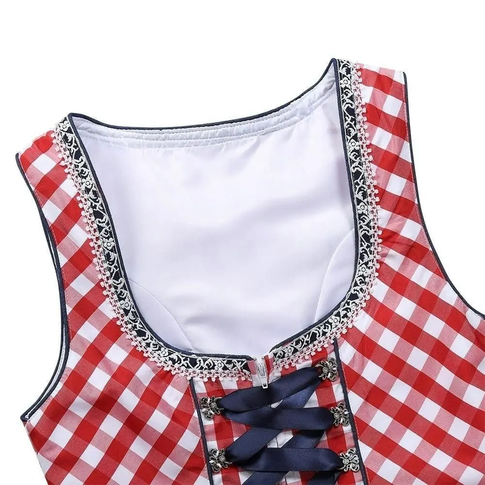 Deluxe Red Denim Oktoberfest Womens Costume