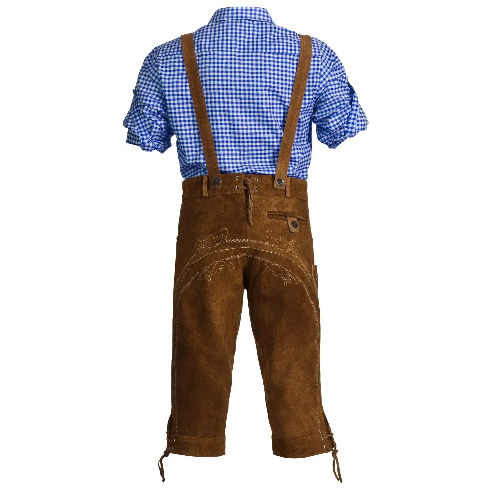 Blue Shirt Longer Pants Lederhosen Oktoberfest Mens Costume