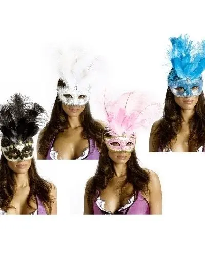 Deluxe Carnival Masquerade Mask Feather