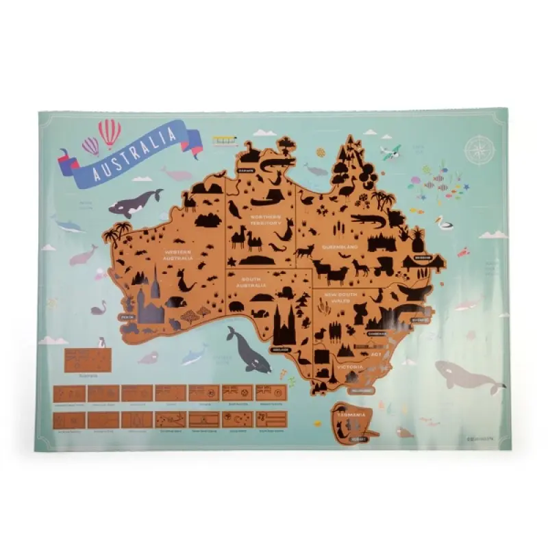 Large Scratch Me Away Australia Travel Map