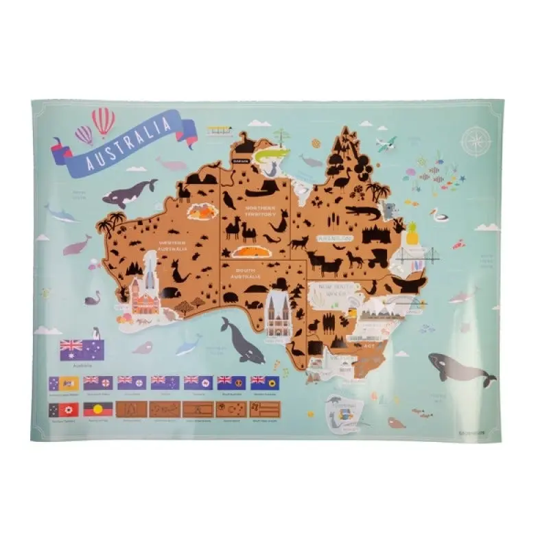 Large Scratch Me Away Australia Travel Map