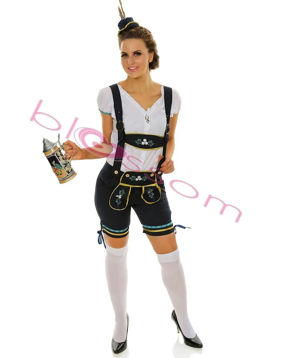 Blue Lederhosen Beer Oktoberfest Womens Costume