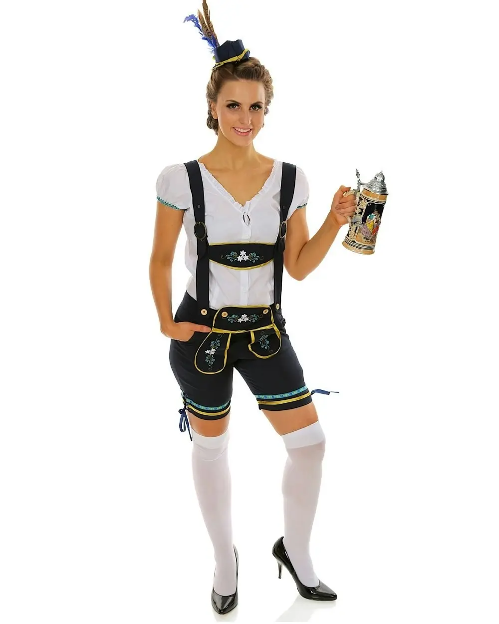 Blue Lederhosen Beer Oktoberfest Womens Costume