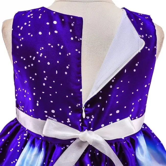 Dark Blue Sleeveless Christmas Girls Dress