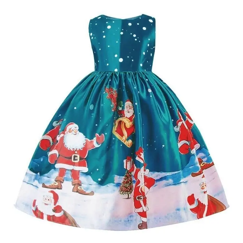 Green Sleeveless Christmas Girls Dress