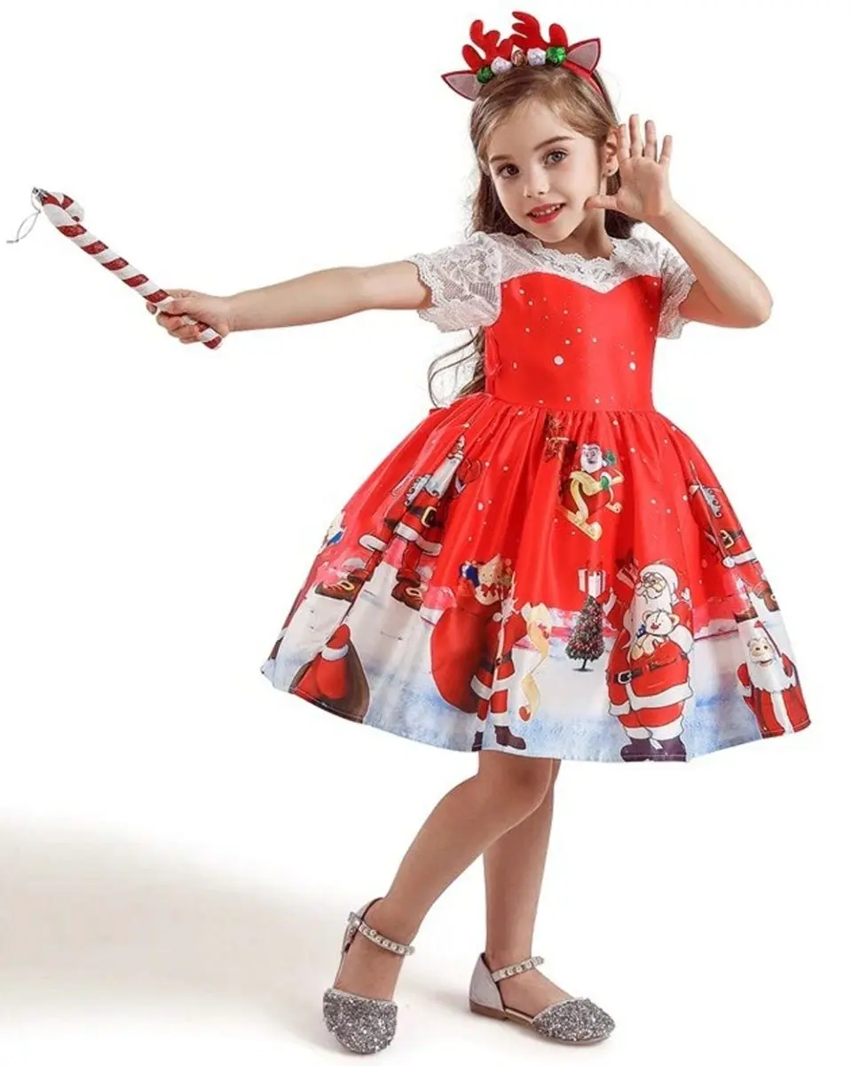 Red Santa Christmas Girls Dress