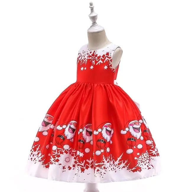 Red Sleeveless Christmas Girls Dress