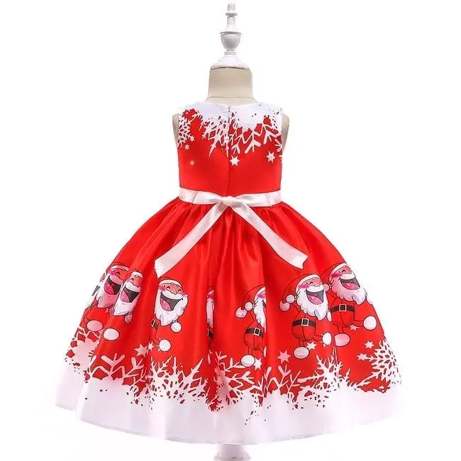 Red Sleeveless Christmas Girls Dress