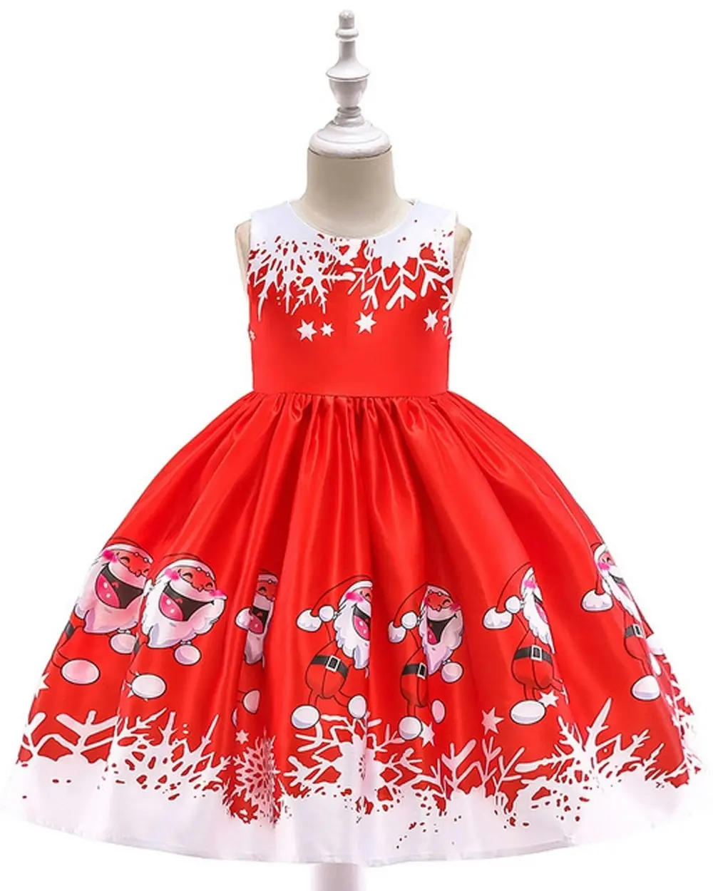 Red Sleeveless Christmas Girls Dress