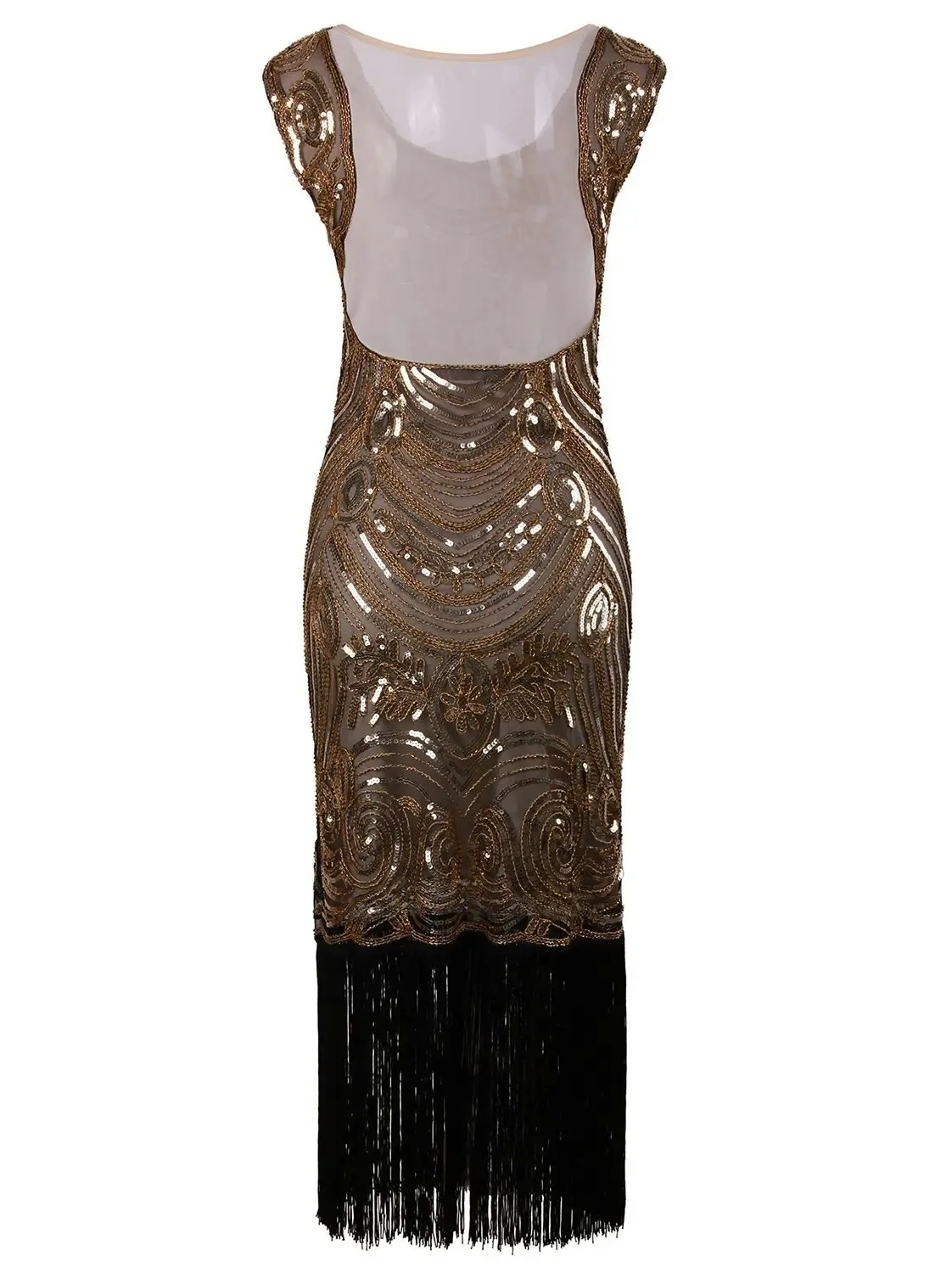 Deluxe Brown Sequins Gatsby Flapper Womens Costume