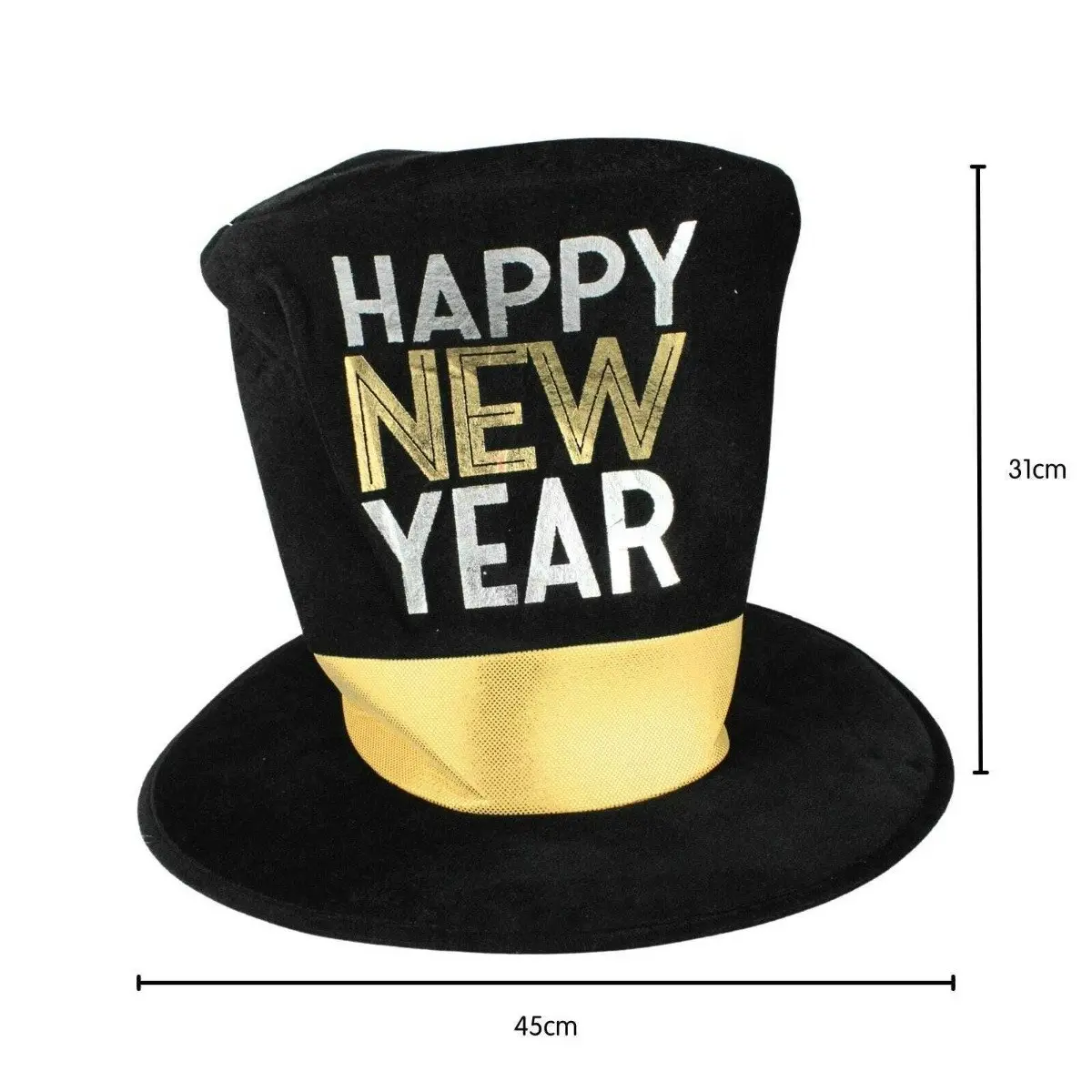 Deluxe Happy New Year Black Top Hat