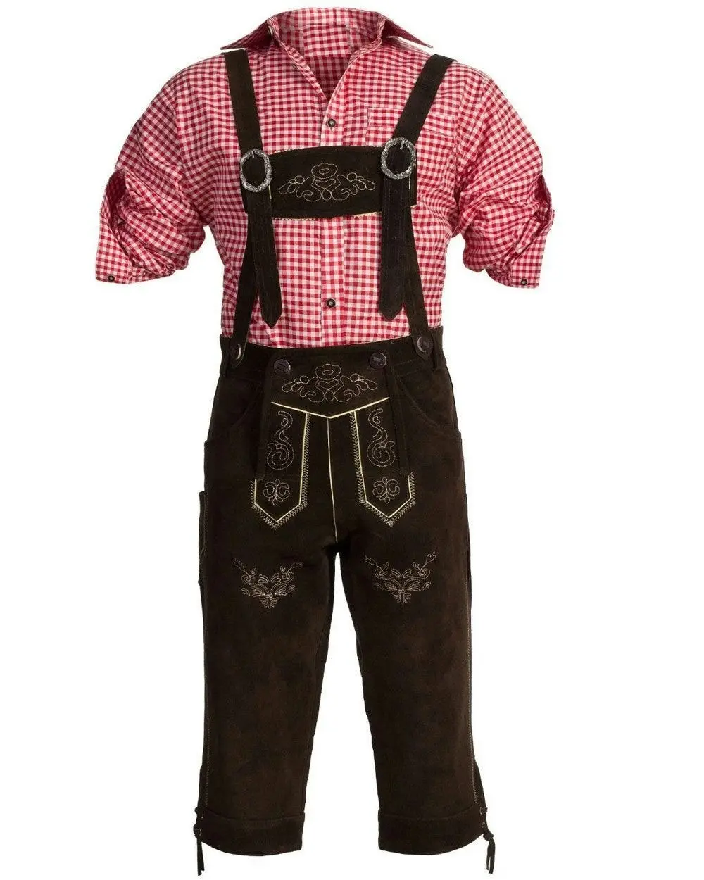 Dark Brown Red Shirt Longer Pants Oktoberfest Mens Costume