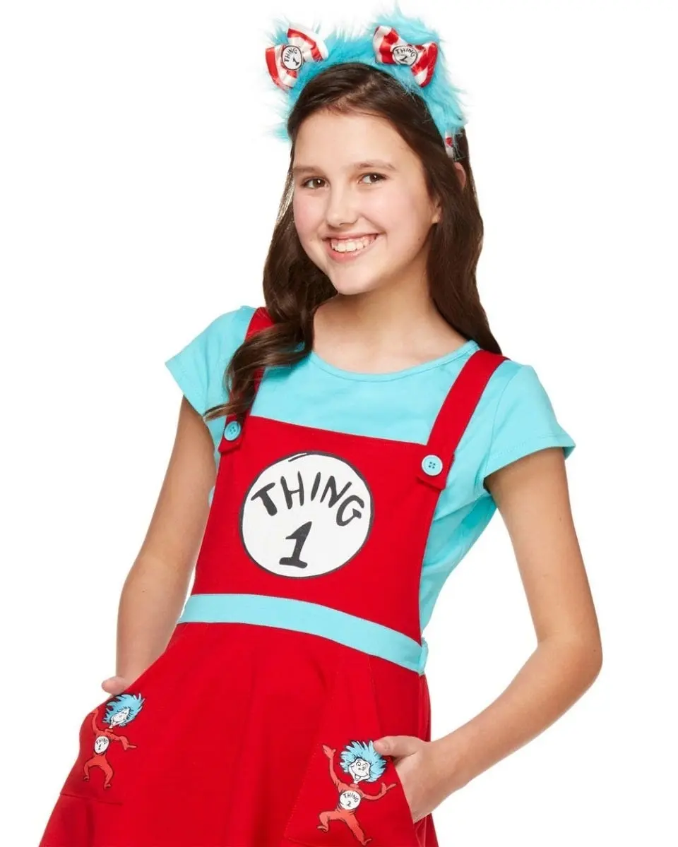 Womens Thing 1 Thing 2 Overall Dress Costume