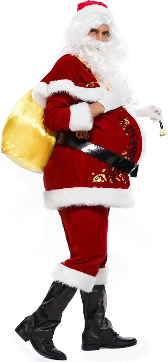 Full Set Deluxe Velvet Santa Claus Mens Costume