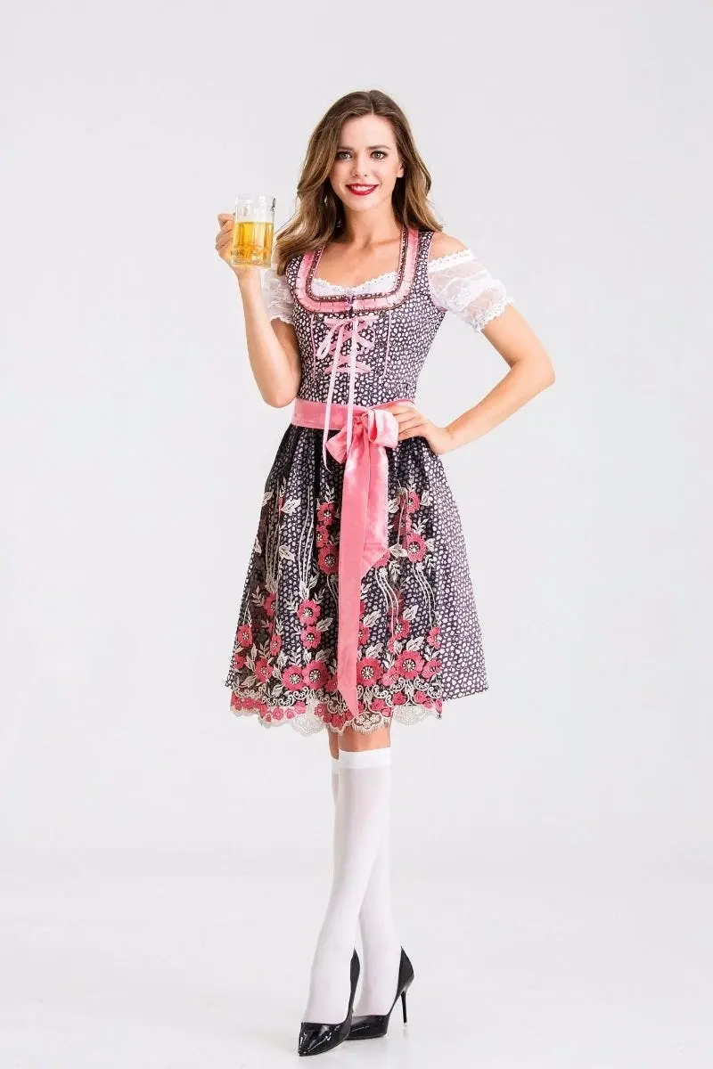 Elegant Floral Pink Oktoberfest Womens Costume