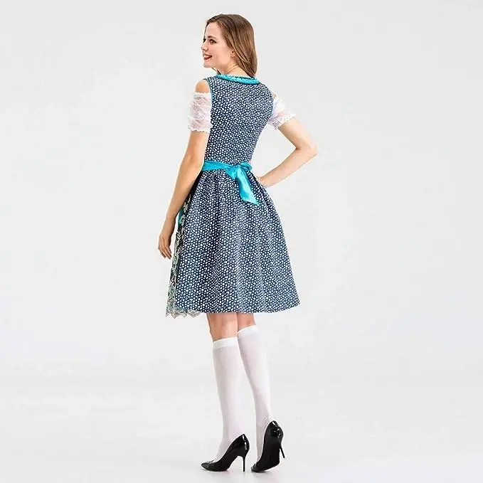 Elegant Floral Blue Oktoberfest Womens Costume