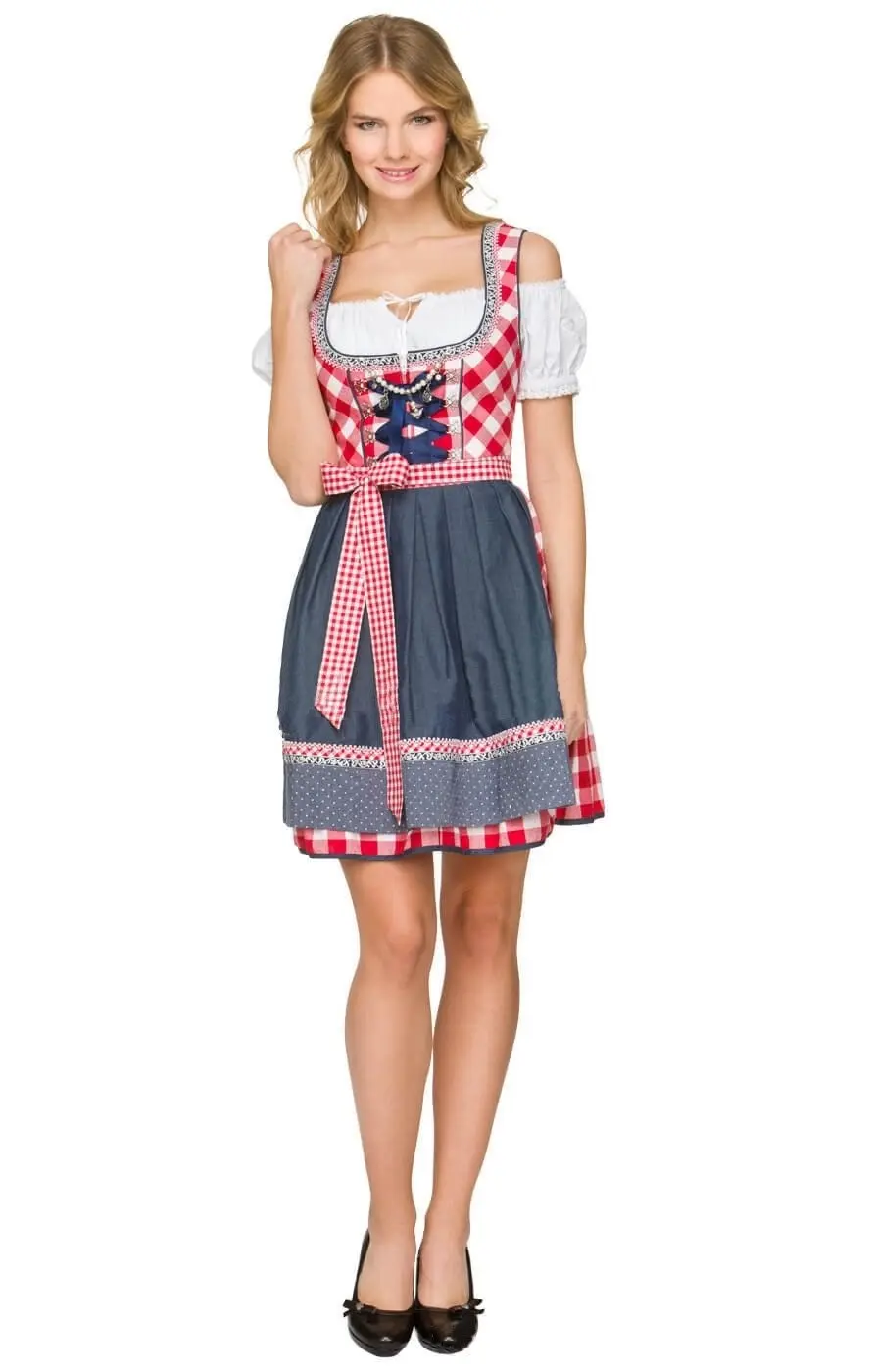 Red Denim Beer Oktoberfest Womens Costume