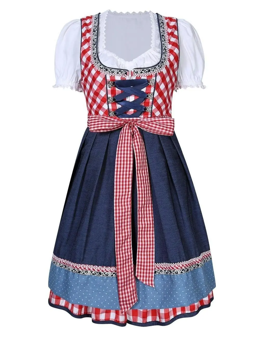 Red Denim Beer Oktoberfest Womens Costume