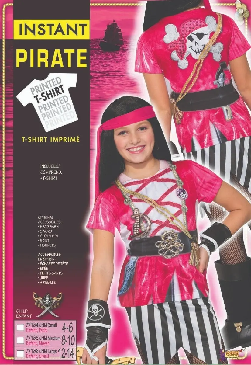 Pink Pirate Shirt Girls Costume