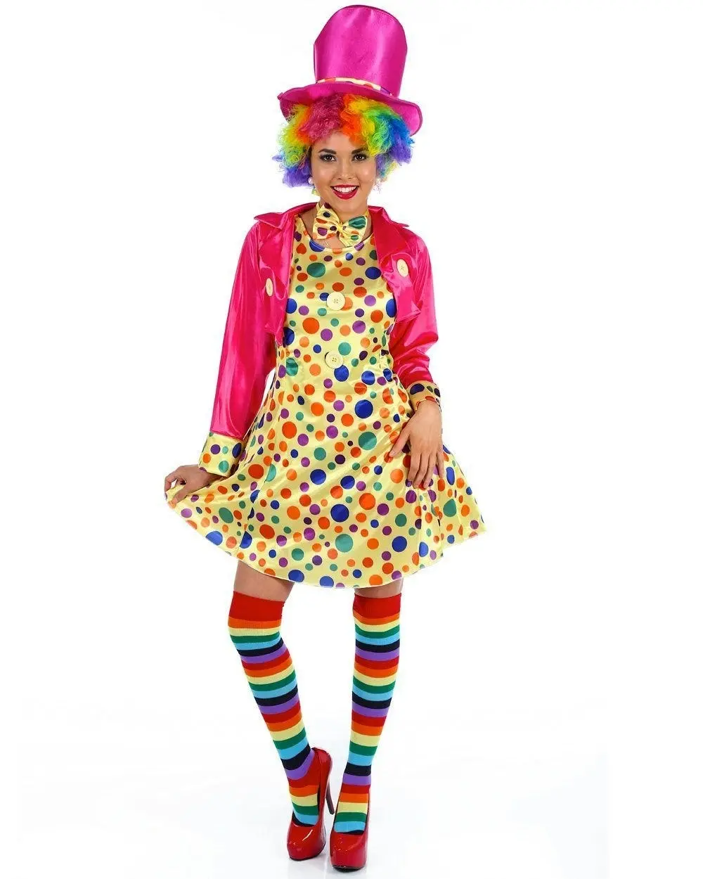 Colourful Funny Clown Womens Costume