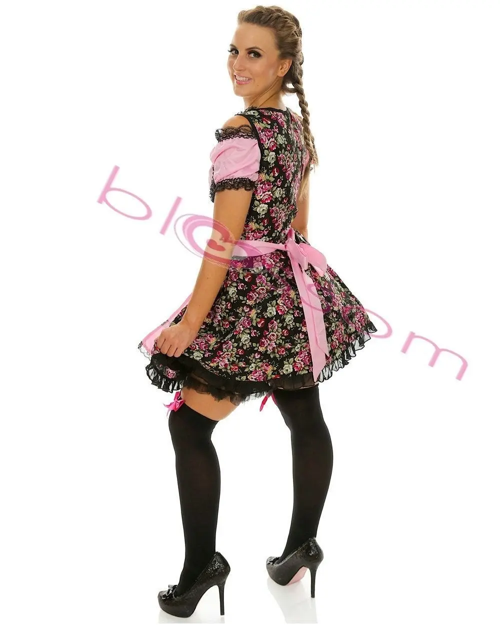 Black Pretty Floral Beer Oktoberfest Womens Costume