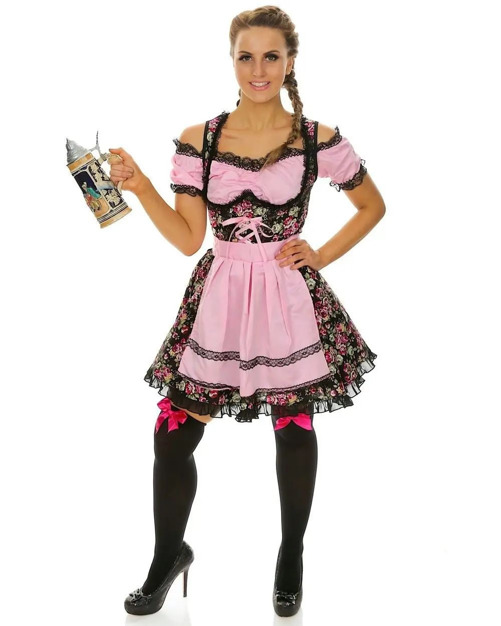 Black Pretty Floral Beer Oktoberfest Womens Costume