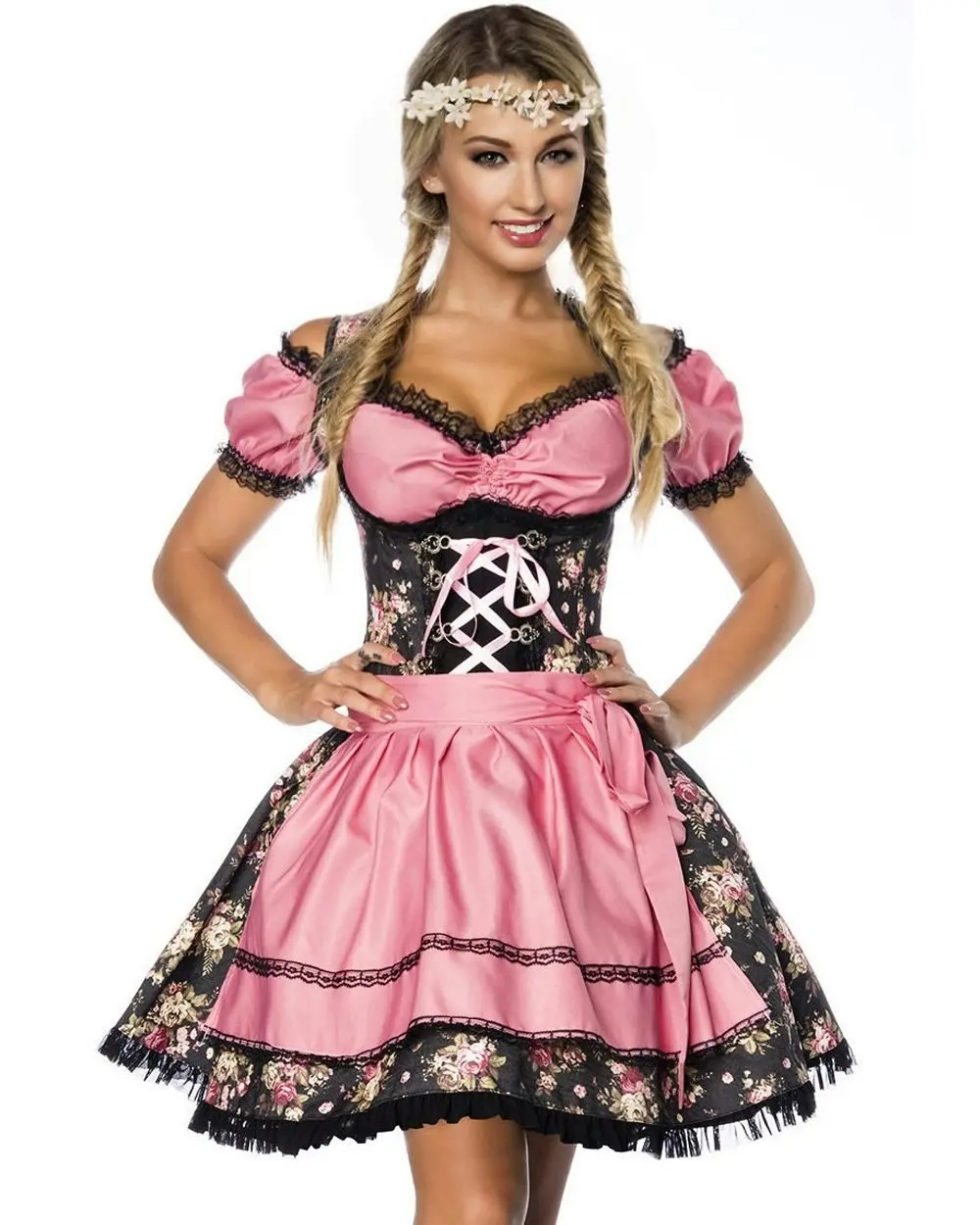 Black Pretty Floral Beer Oktoberfest Womens Costume