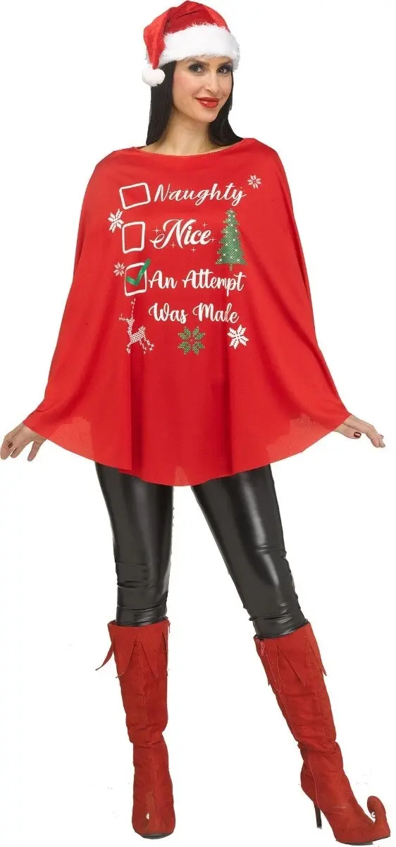 Christmas Party Poncho Womens Costume