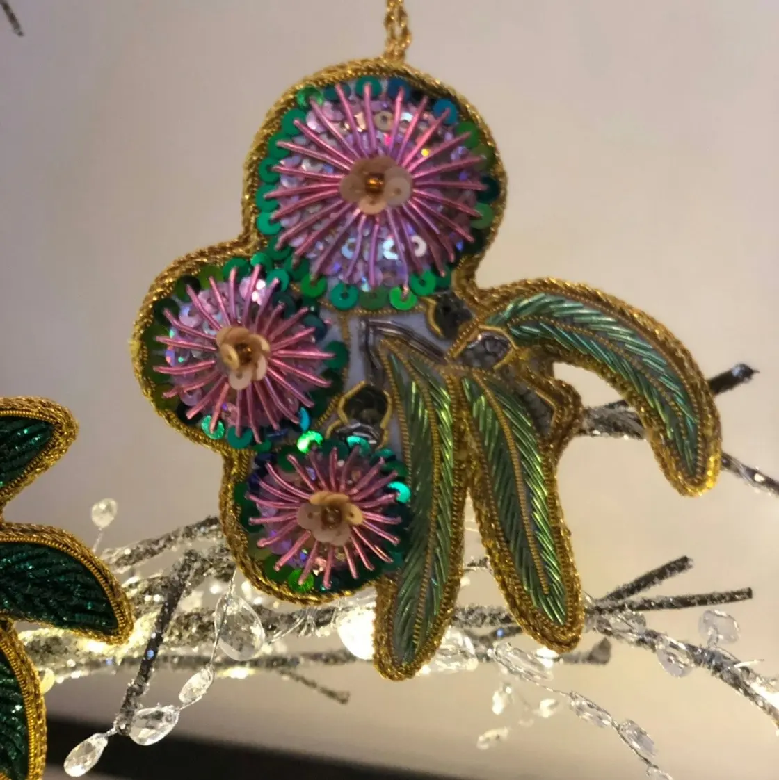 Belle Gumnut Flower Sequin Hanging Tree Decoration