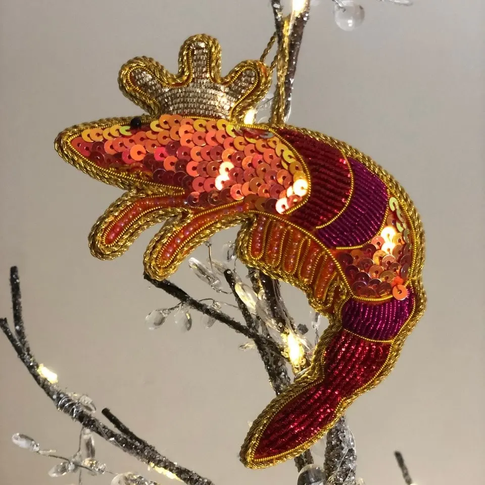 Belle King Prawn Sequin Hanging Decoration