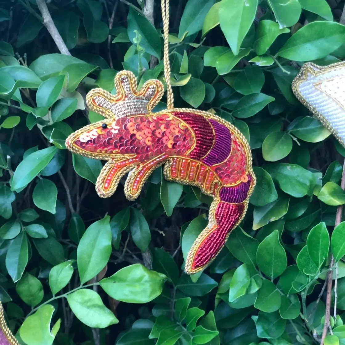 Belle King Prawn Sequin Hanging Decoration